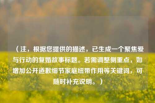（注，根据您提供的描述，已生成一个聚焦爱与行动的复婚故事标题。若需调整侧重点，如增加公开道歉细节家庭纽带作用等关键词，可随时补充说明。）