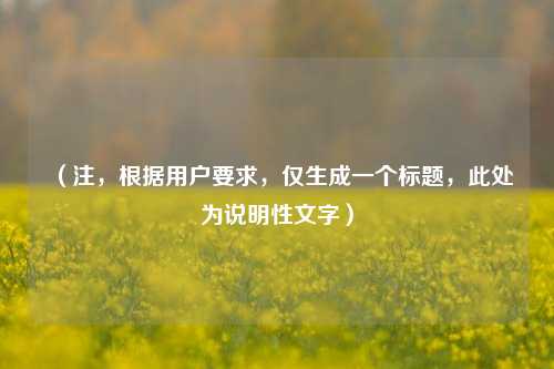 （注，根据用户要求，仅生成一个标题，此处为说明性文字）