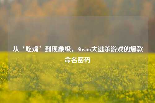 从‘吃鸡’到现象级，Steam大逃杀游戏的爆款命名密码