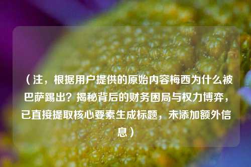 （注，根据用户提供的原始内容梅西为什么被巴萨踢出？揭秘背后的财务困局与权力博弈，已直接提取核心要素生成标题，未添加额外信息）
