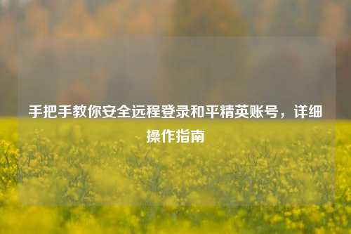 手把手教你安全远程登录和平精英账号，详细操作指南