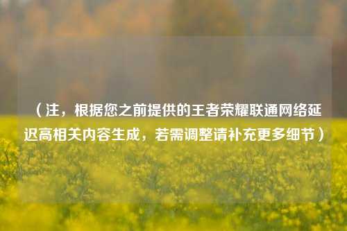 （注，根据您之前提供的王者荣耀联通网络延迟高相关内容生成，若需调整请补充更多细节）
