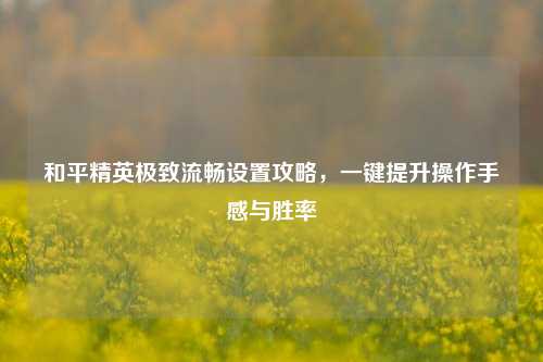 和平精英极致流畅设置攻略，一键提升操作手感与胜率