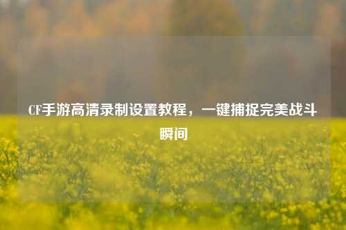 CF手游高清录制设置教程,一键捕捉完美战斗瞬间
