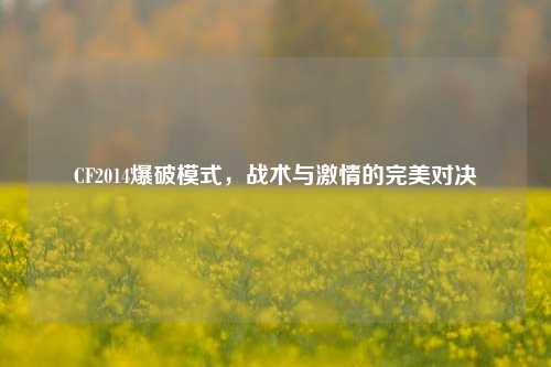 CF2014爆破模式，战术与激情的完美对决