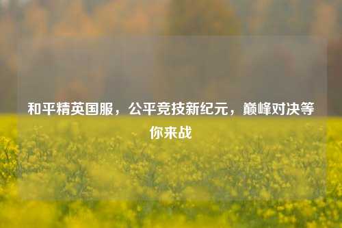 和平精英国服，公平竞技新纪元，巅峰对决等你来战