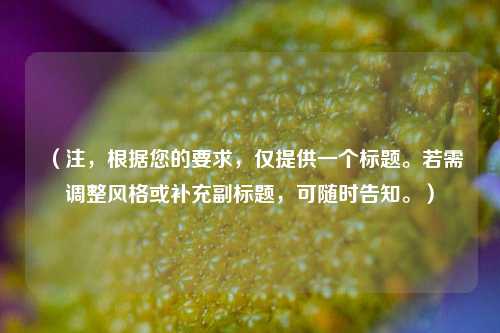 （注，根据您的要求，仅提供一个标题。若需调整风格或补充副标题，可随时告知。）