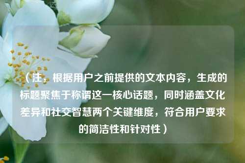 （注，根据用户之前提供的文本内容，生成的标题聚焦于称谓这一核心话题，同时涵盖文化差异和社交智慧两个关键维度，符合用户要求的简洁性和针对性）