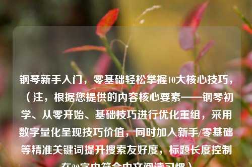 钢琴新手入门，零基础轻松掌握10大核心技巧，（注，根据您提供的内容核心要素——钢琴初学、从零开始、基础技巧进行优化重组，采用数字量化呈现技巧价值，同时加入新手/零基础等精准关键词提升搜索友好度，标题长度控制在20字内符合中文阅读习惯）