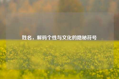 姓名，解码个性与文化的隐秘符号