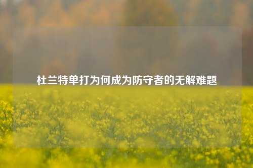 杜兰特单打为何成为防守者的无解难题