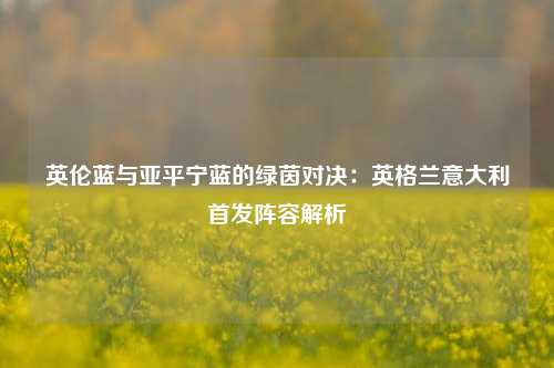 英伦蓝与亚平宁蓝的绿茵对决：英格兰意大利首发阵容解析