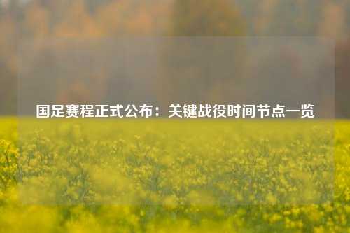 国足赛程正式公布：关键战役时间节点一览