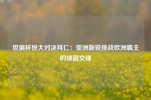 世俱杯恒大对决拜仁：亚洲新锐挑战欧洲霸主的绿茵交锋