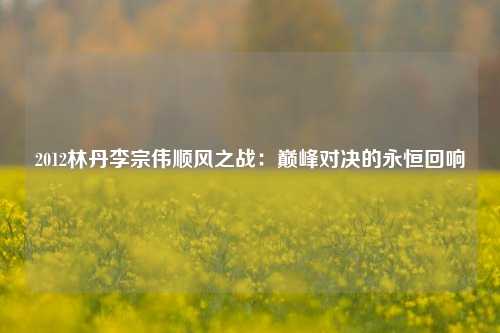 2012林丹李宗伟顺风之战：巅峰对决的永恒回响